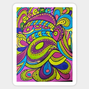 Colorful Original Artwork Acrylic Painting Sticker